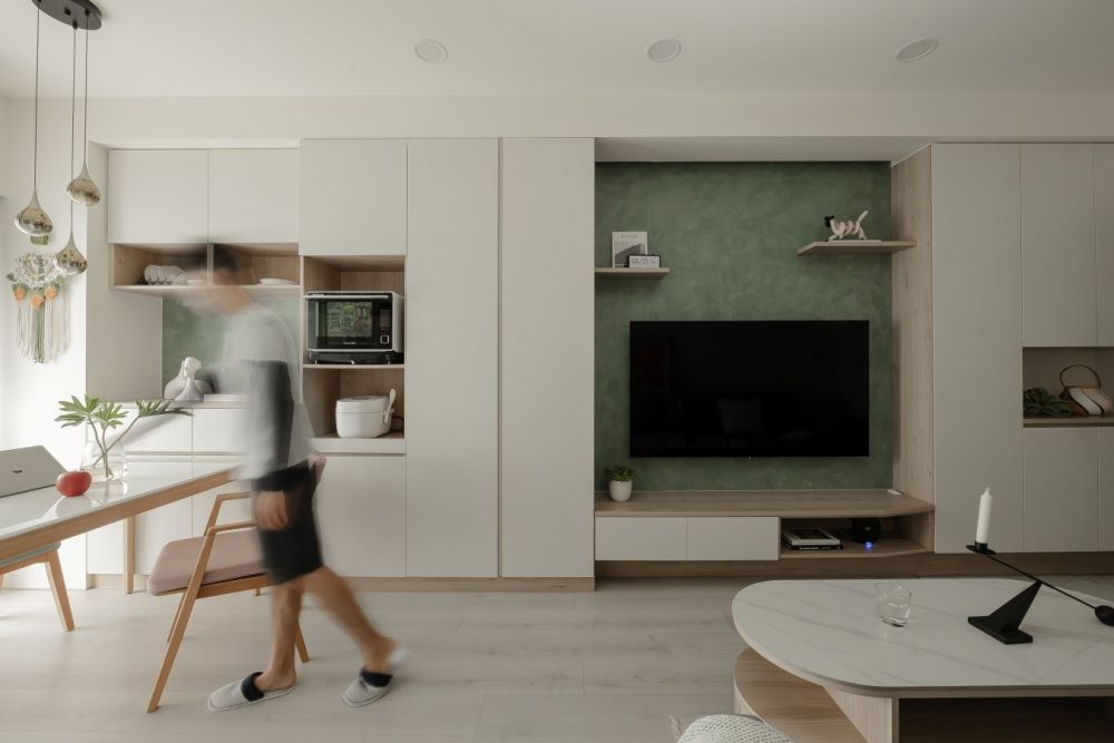 22坪也有海量收納！清新綠搭配木質，讓家更溫馨舒適