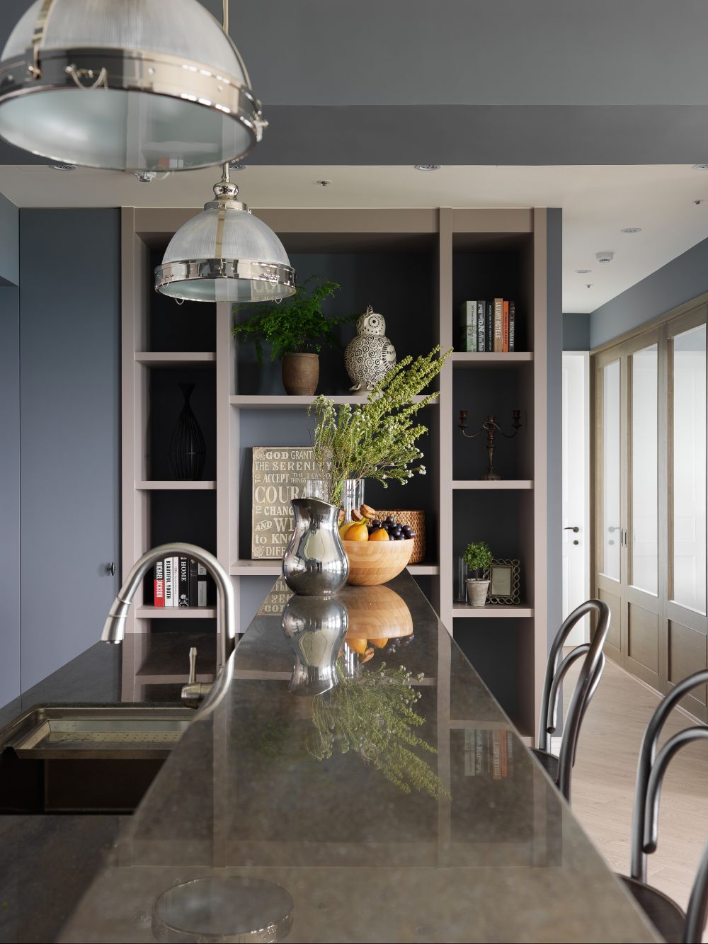 開放式,古典風,廚房,吧檯,色彩