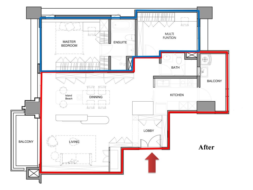 新成屋,跳色,藍色,開放式