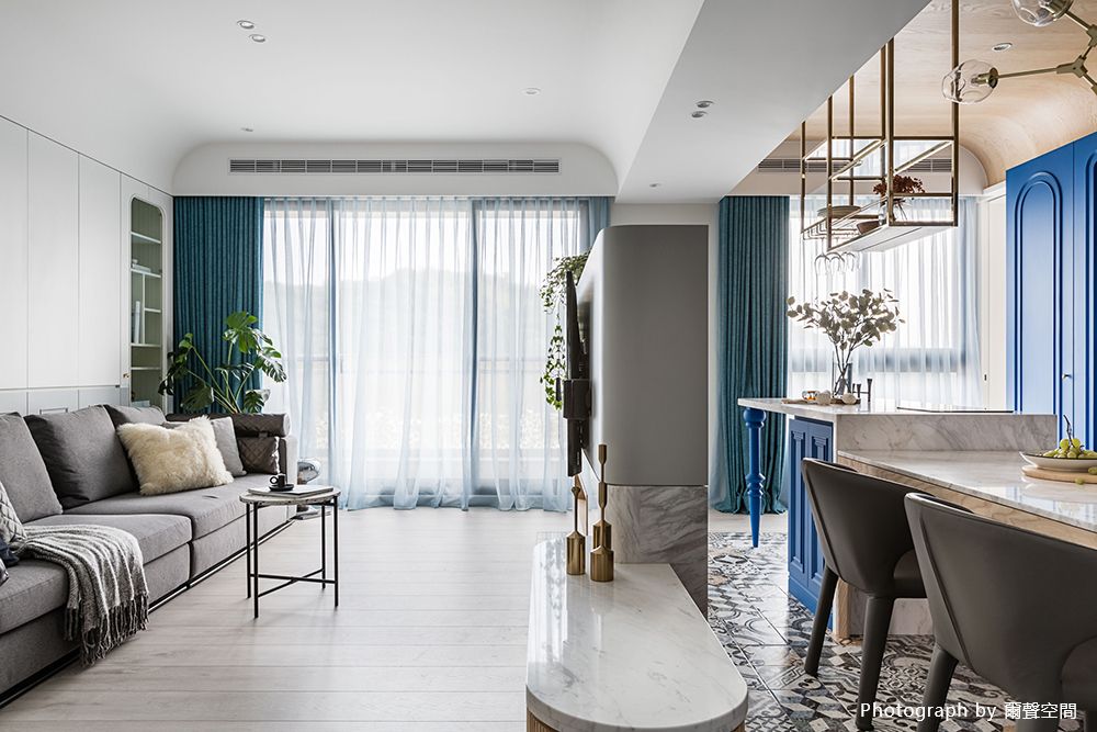 新成屋,跳色,藍色,開放式