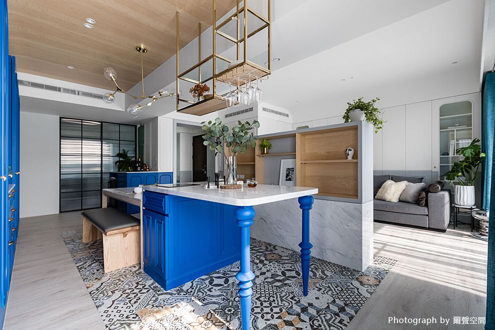 新成屋,跳色,藍色,開放式