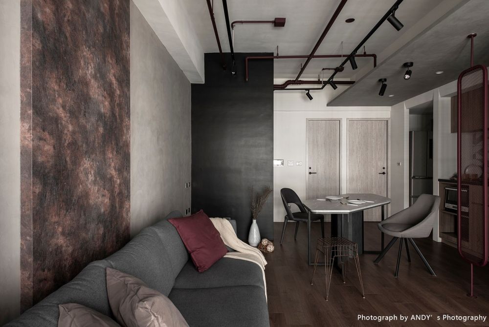 工業風,北歐風,鐵網屏風,黑板牆,特殊刮痕牆壁